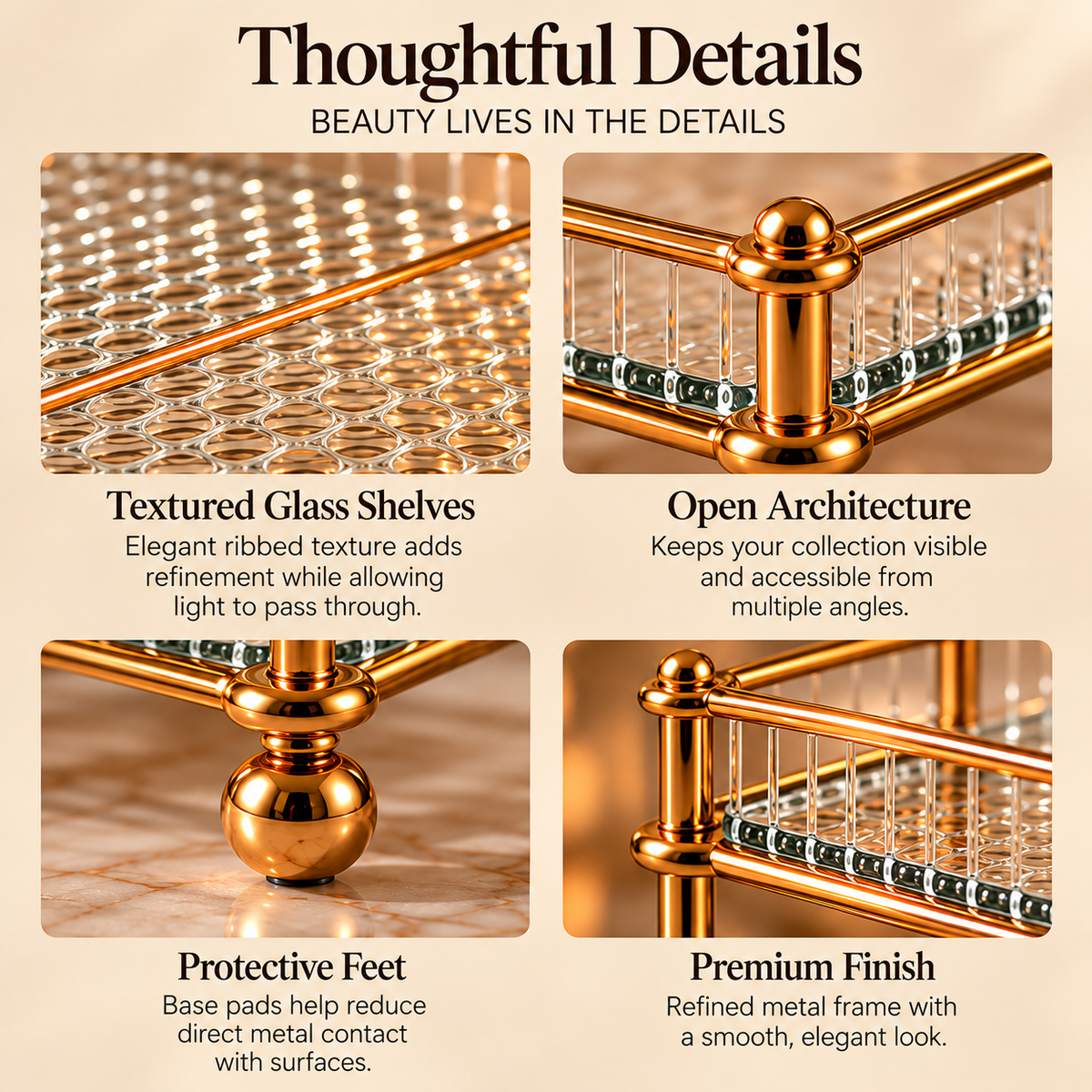 CUDORENA™ Star-shaped Double-Layer Dressing Table - A fragrance, skincare and jewelry storage rack with glass shelves, suitable for a dressing table