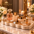 CUDORENA™ Élan Scalloped Vanity Tray – Perfume & Jewelry Organizer Tray for Dresser, Bedroom Vanity & Beauty Counter