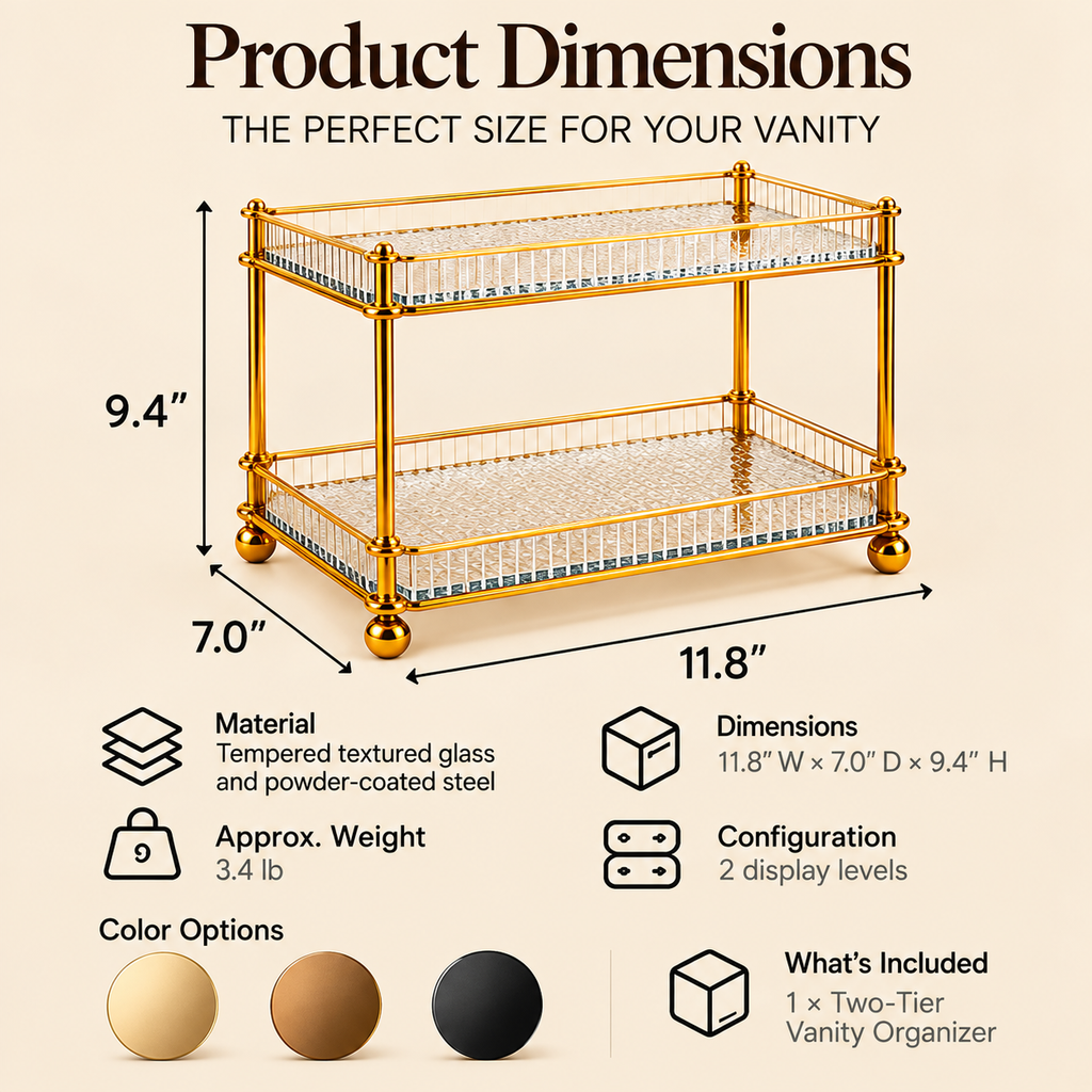 CUDORENA™ Star-shaped Double-Layer Dressing Table - A fragrance, skincare and jewelry storage rack with glass shelves, suitable for a dressing table