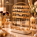 CUDORENA™ Odette Earring Gallery – Arched Earring Organizer with Jewelry Tray for Studs, Hoops & Drop Earrings
