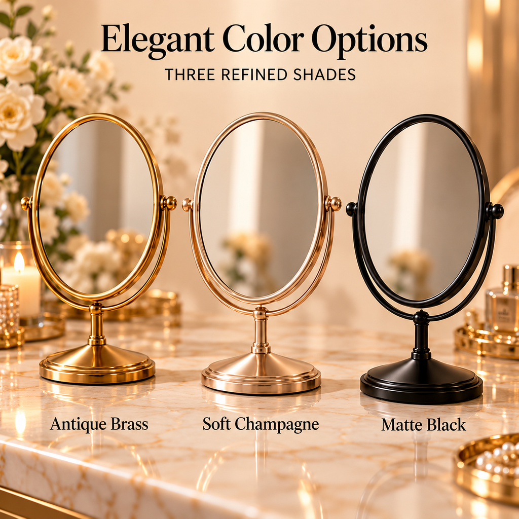 CUDORENA™ Amélie Oval Tabletop Vanity Mirror – Adjustable Dressing Mirror with Metal Stand for Makeup, Jewelry & Bedroom Vanity